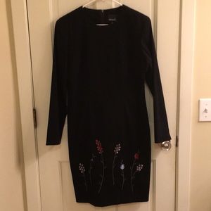Vintage black dress w/ flowers